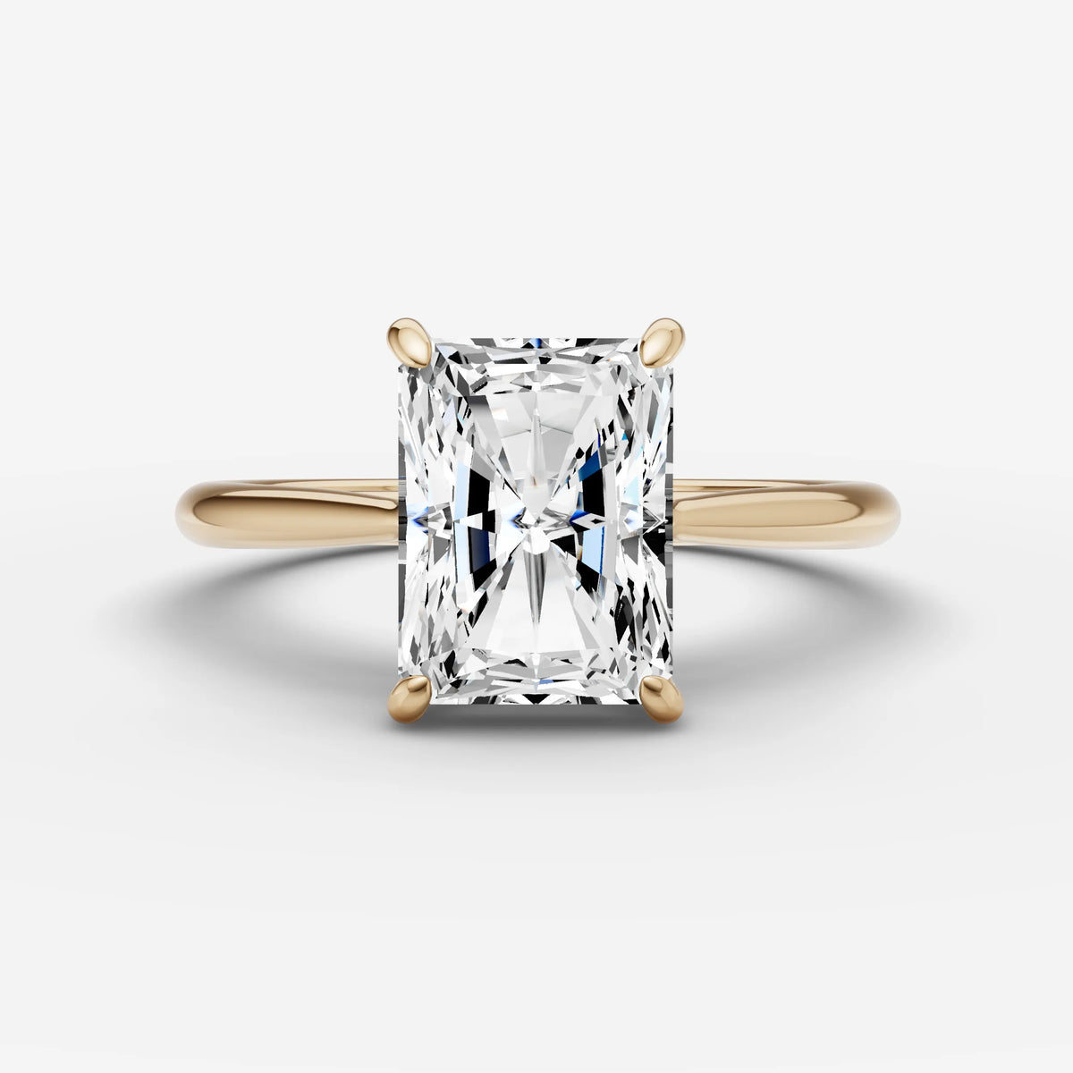 Cathedrale radiant diamond setting in gold, front view