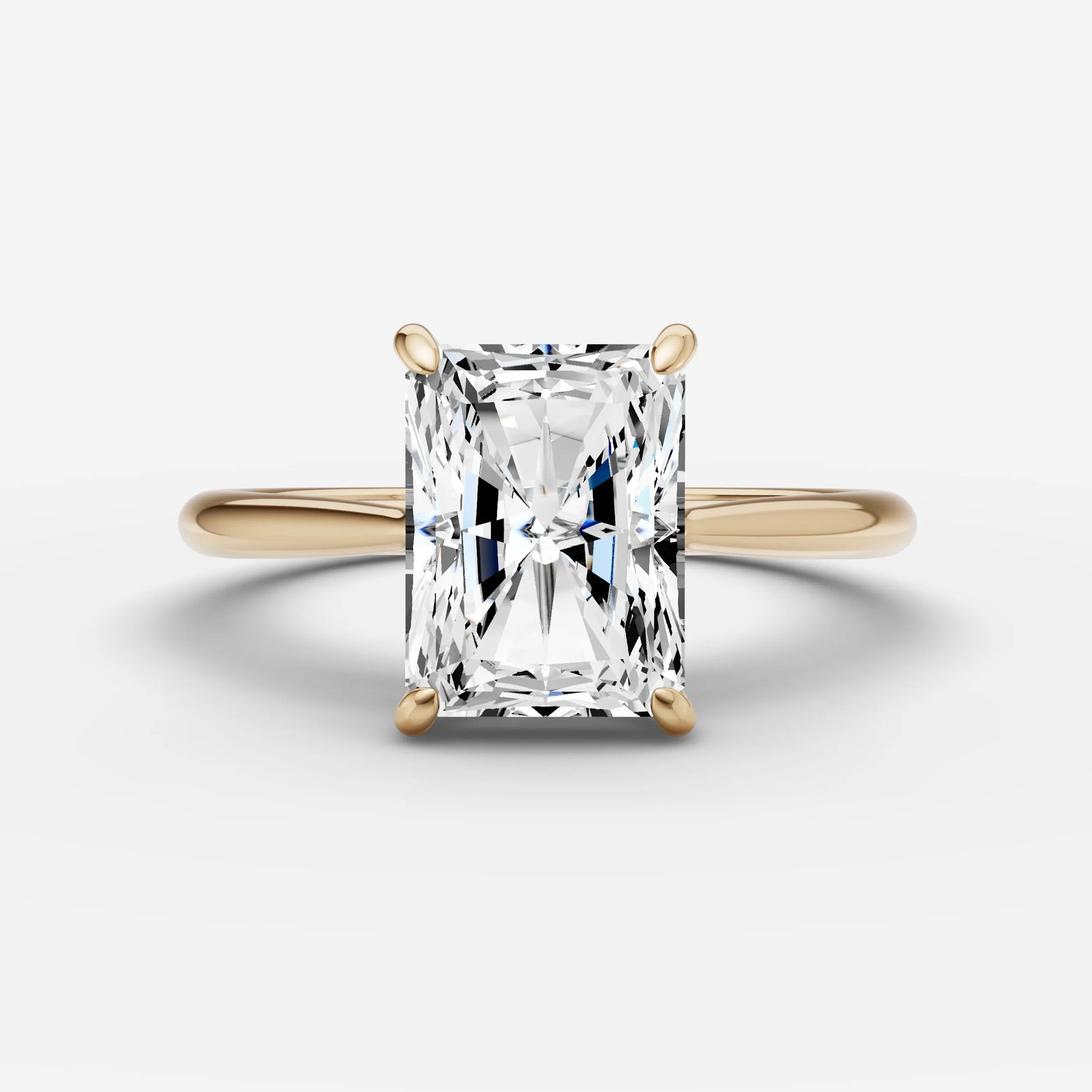 Cathedrale radiant diamond setting in gold, front view