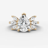 Fleur pear diamond setting in gold, front view