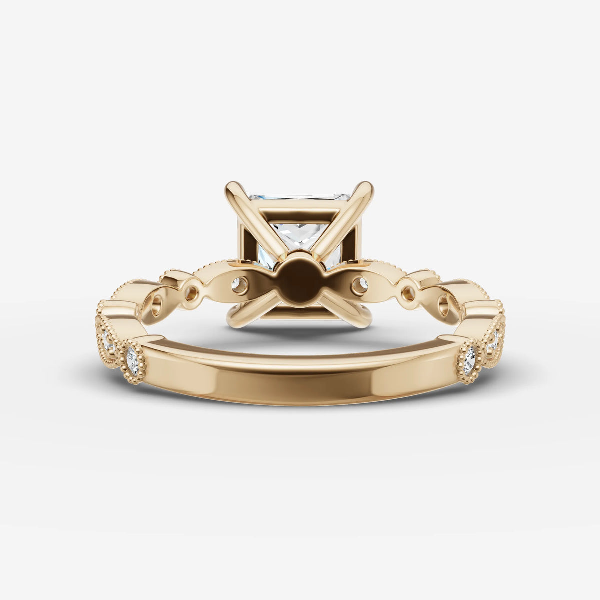 Heritage princess diamond setting in gold, top view
