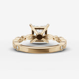 Heritage princess diamond setting in gold, top view