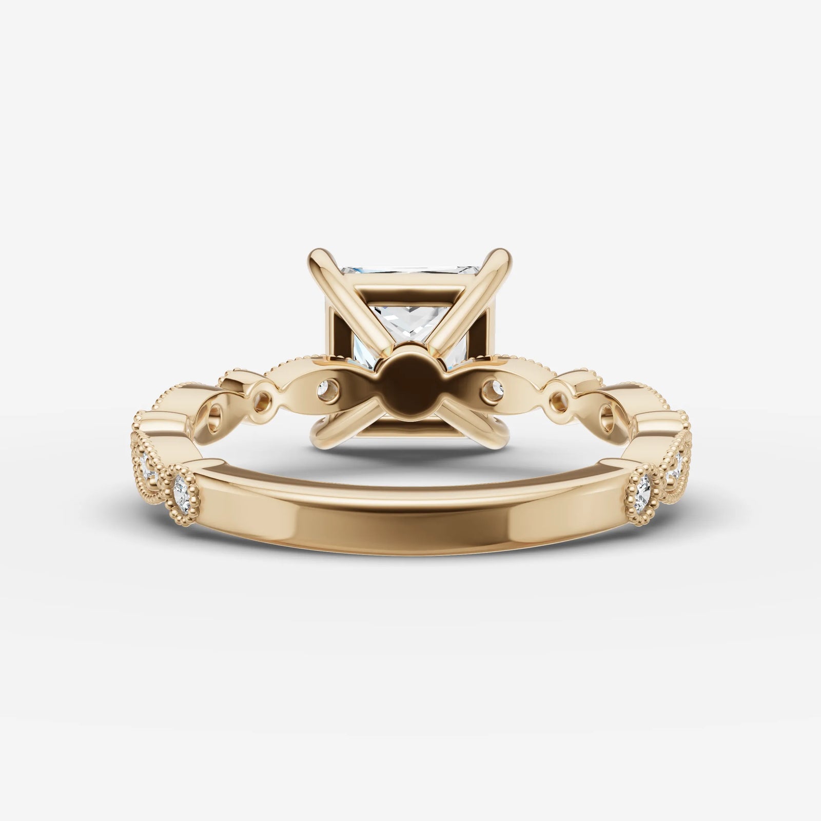 Heritage princess diamond setting in gold, top view