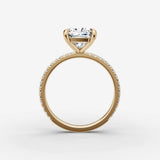 Etoile cushion diamond setting in gold, profile angle