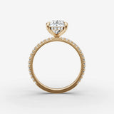 Mystere Etoile oval diamond setting in gold, profile angle