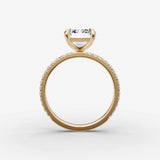 Etoile emerald diamond setting in gold, profile angle