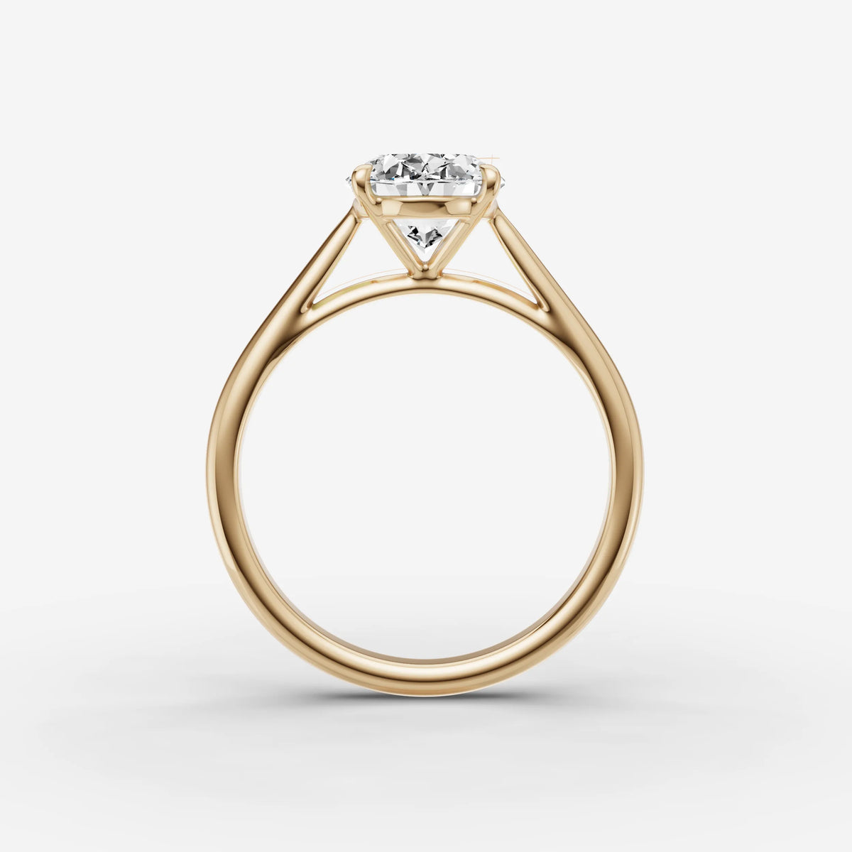 Cathedrale oval diamond setting in gold, profile angle
