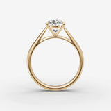Cathedrale oval diamond setting in gold, profile angle