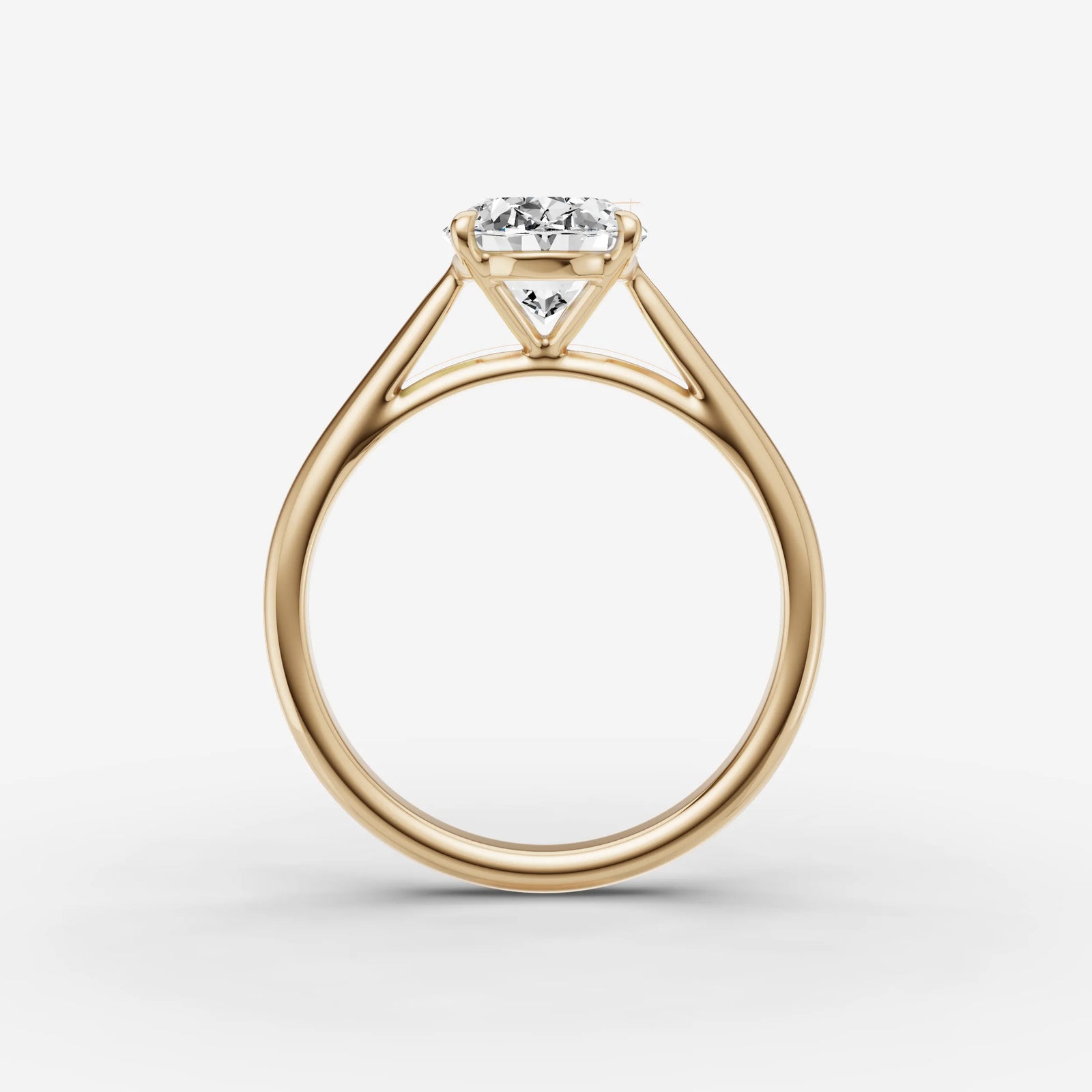 Cathedrale oval diamond setting in gold, profile angle