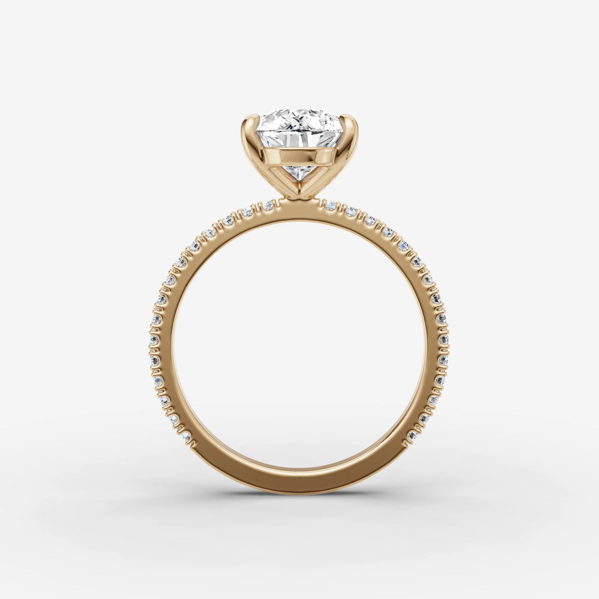 Etoile pear diamond setting in gold, profile angle