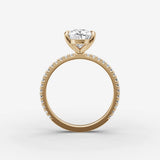 Etoile pear diamond setting in gold, profile angle