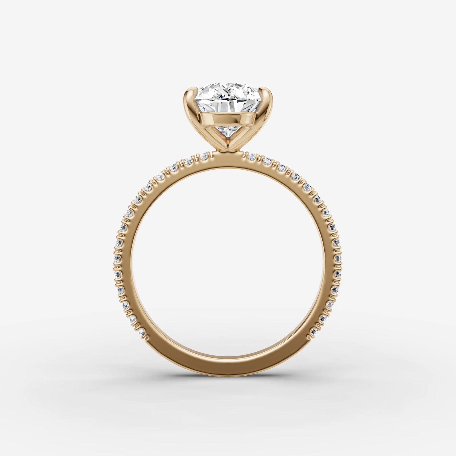 Etoile pear diamond setting in gold, profile angle