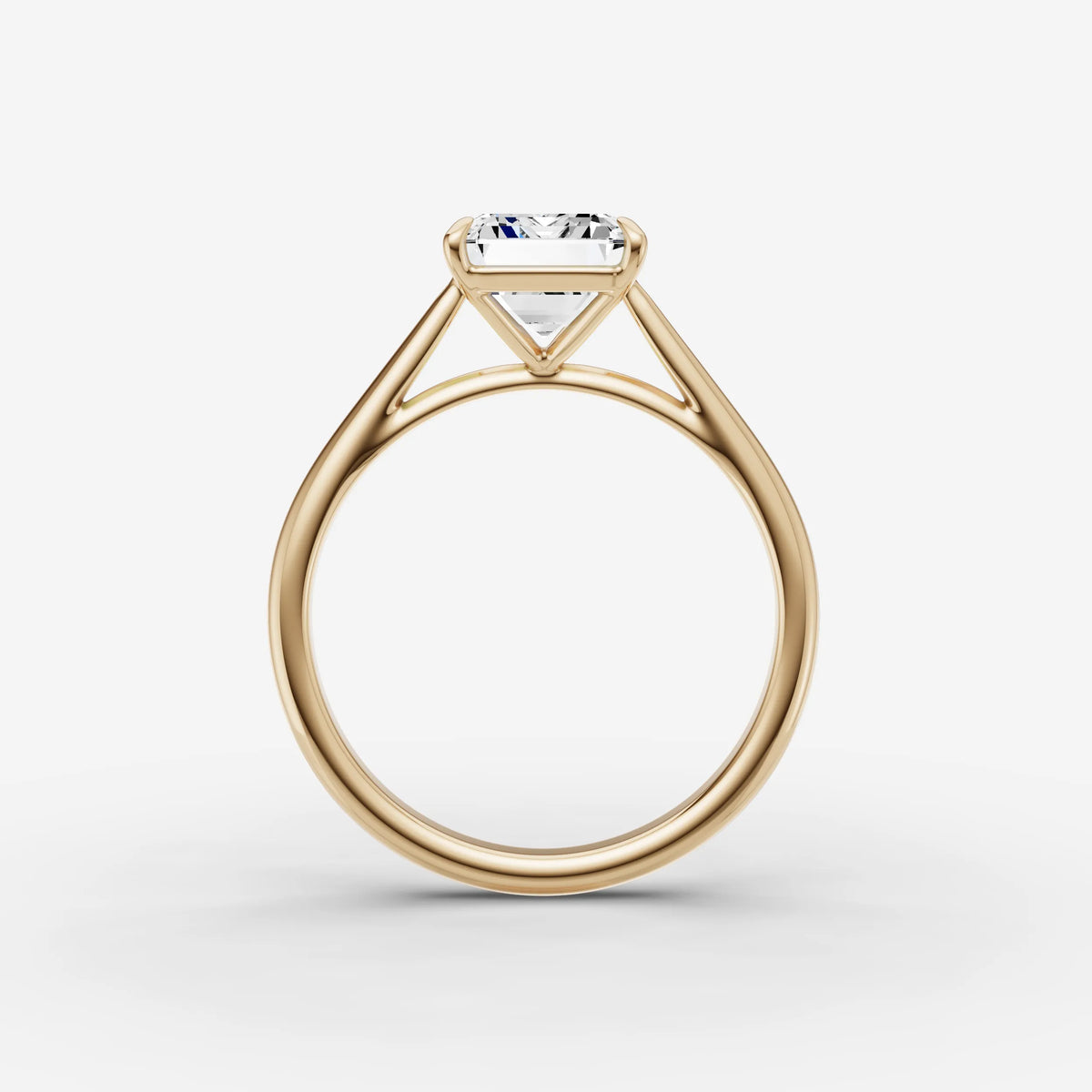 Cathedrale emerald diamond setting in gold, profile angle