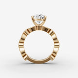 Heritage oval diamond setting in gold, profile angle