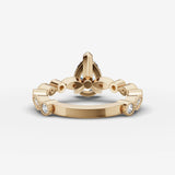 Heritage pear diamond setting in gold, top view