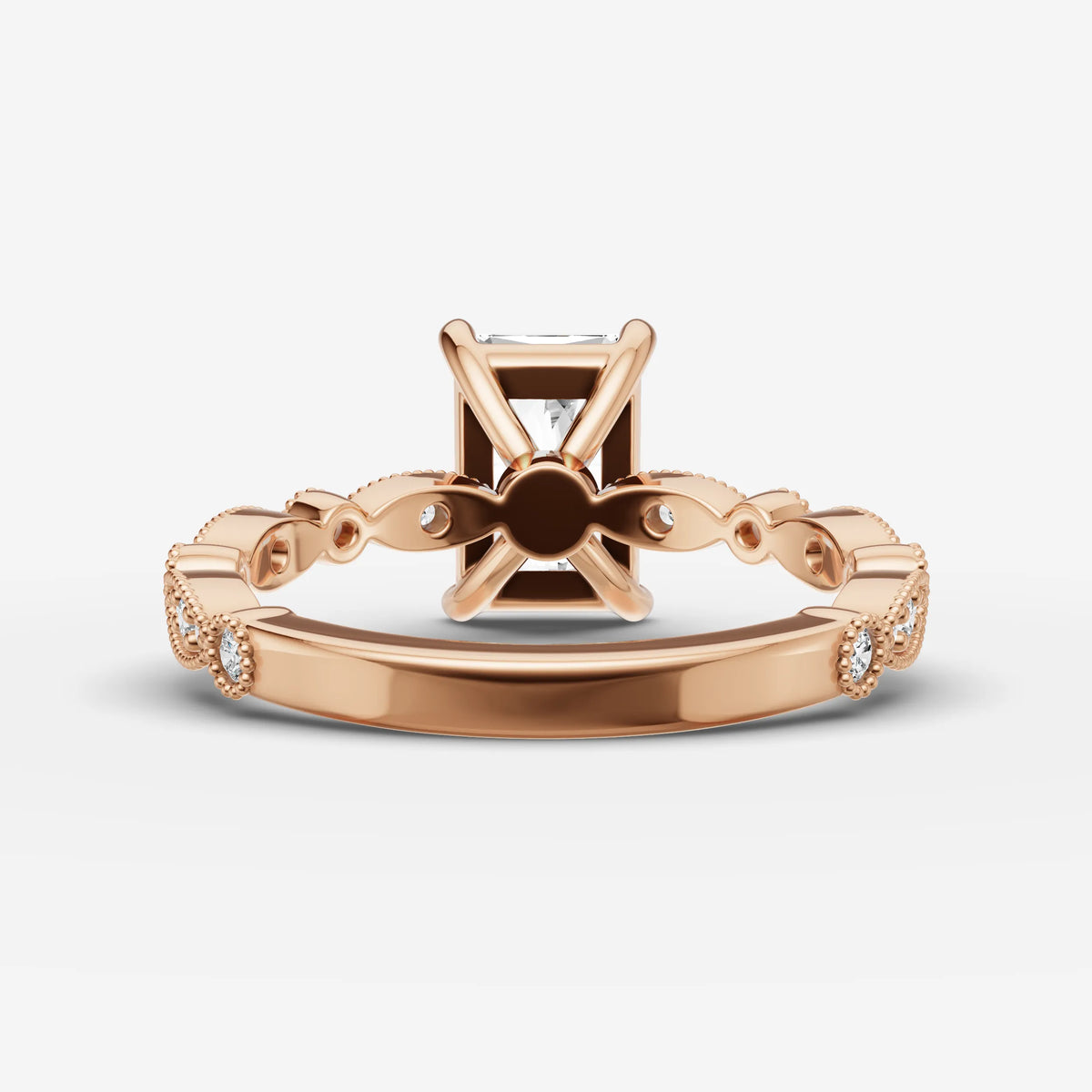 Heritage radiant diamond setting in gold, view 12