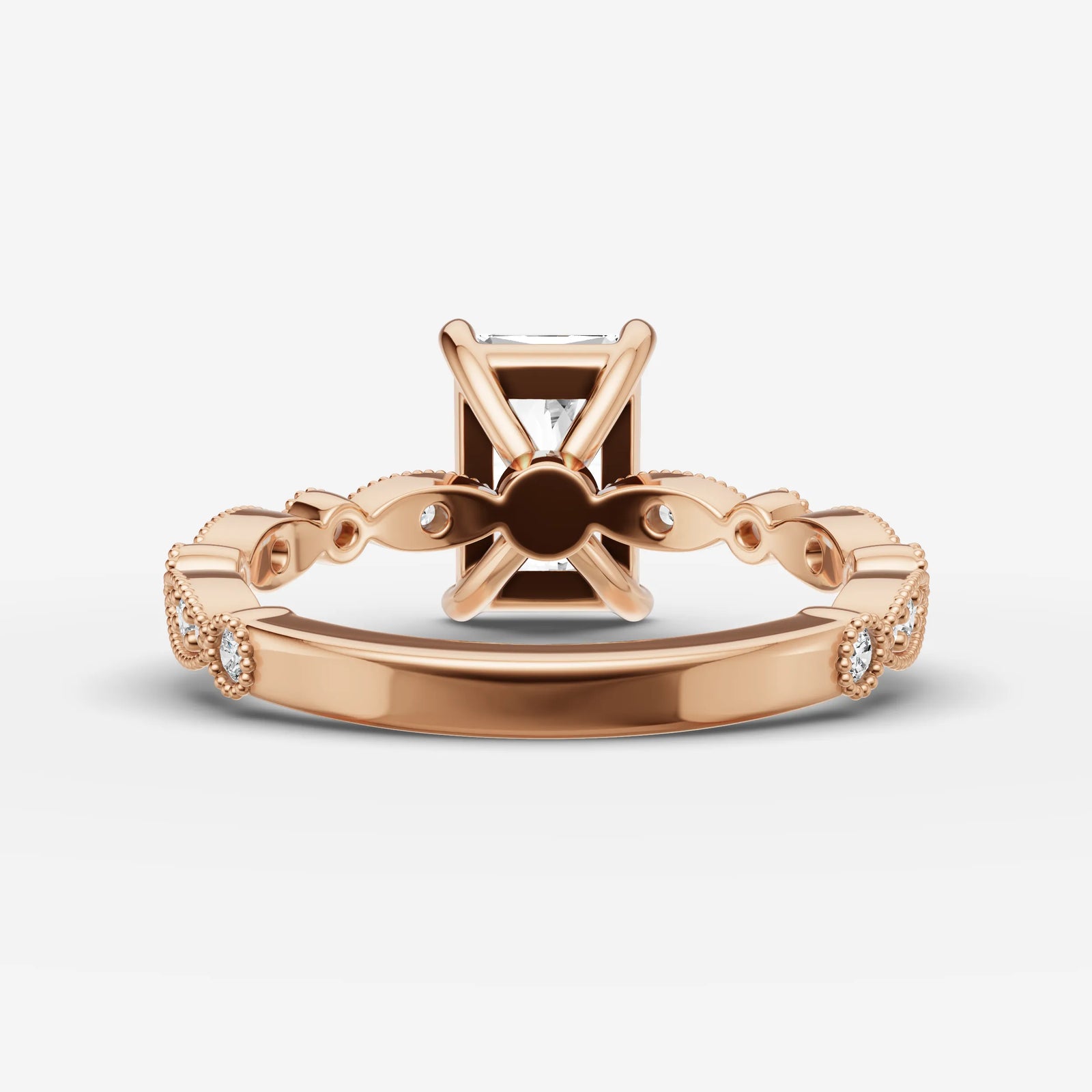 Heritage radiant diamond setting in gold, view 12