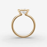 Demi emerald diamond setting in gold, profile angle