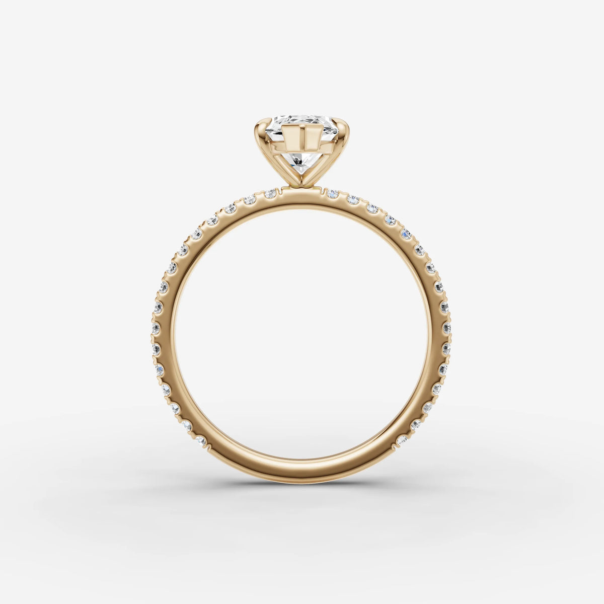 Etoile marquise diamond setting in gold, profile angle