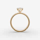 Etoile marquise diamond setting in gold, profile angle