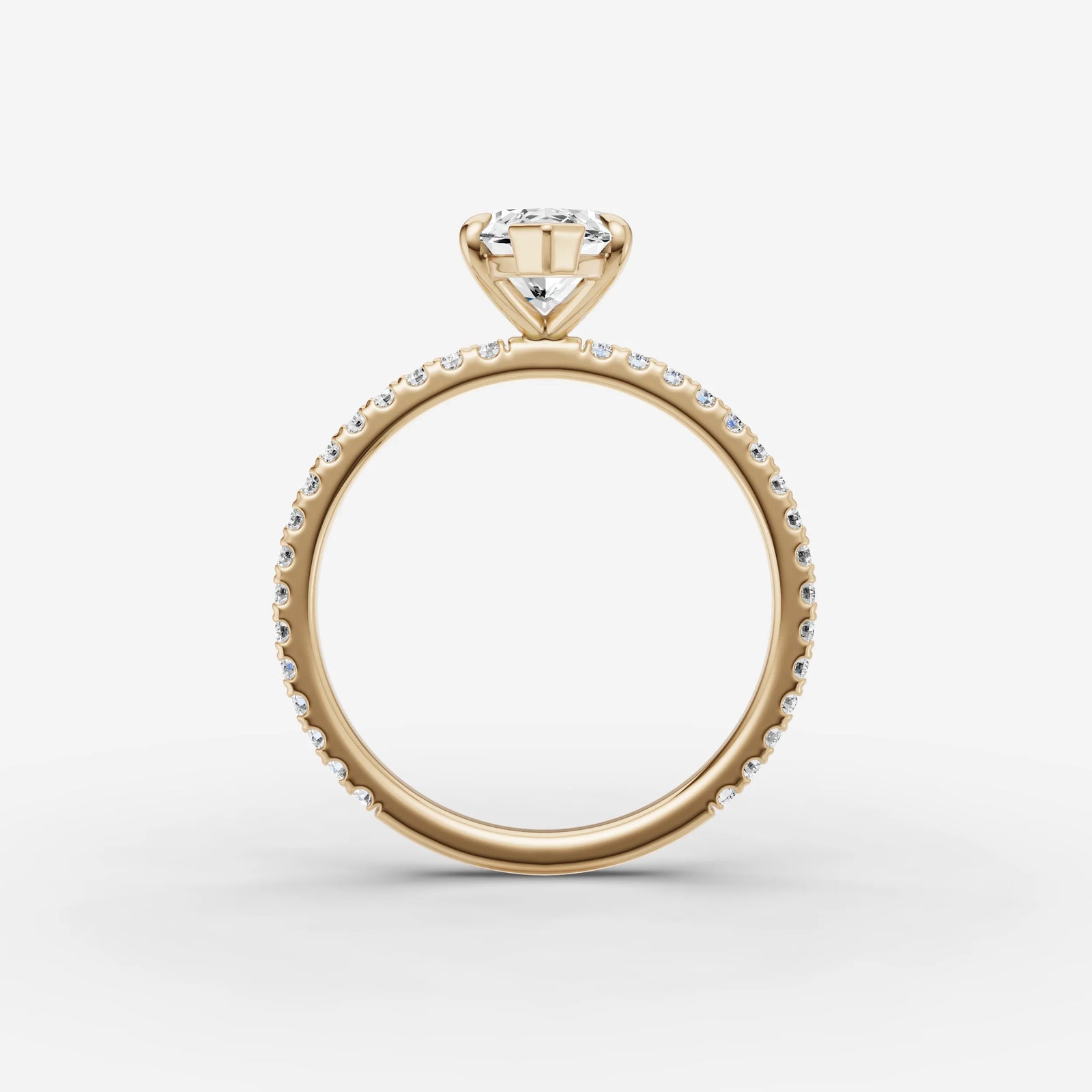 Etoile marquise diamond setting in gold, profile angle