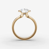 Demi round diamond setting in gold, profile angle