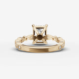 Heritage emerald diamond setting in gold, top view