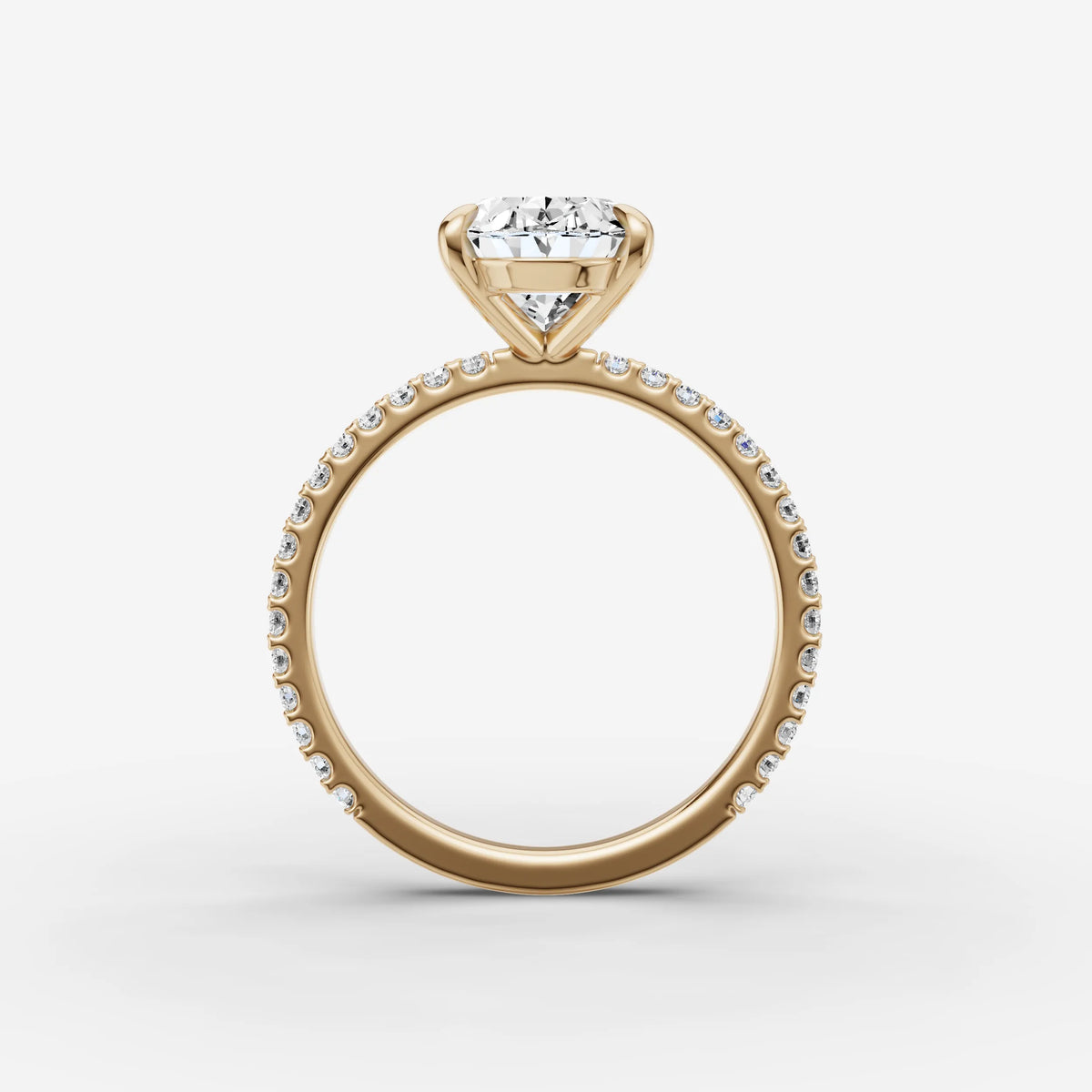 Etoile oval diamond setting in gold, profile angle
