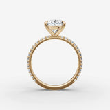 Etoile oval diamond setting in gold, profile angle