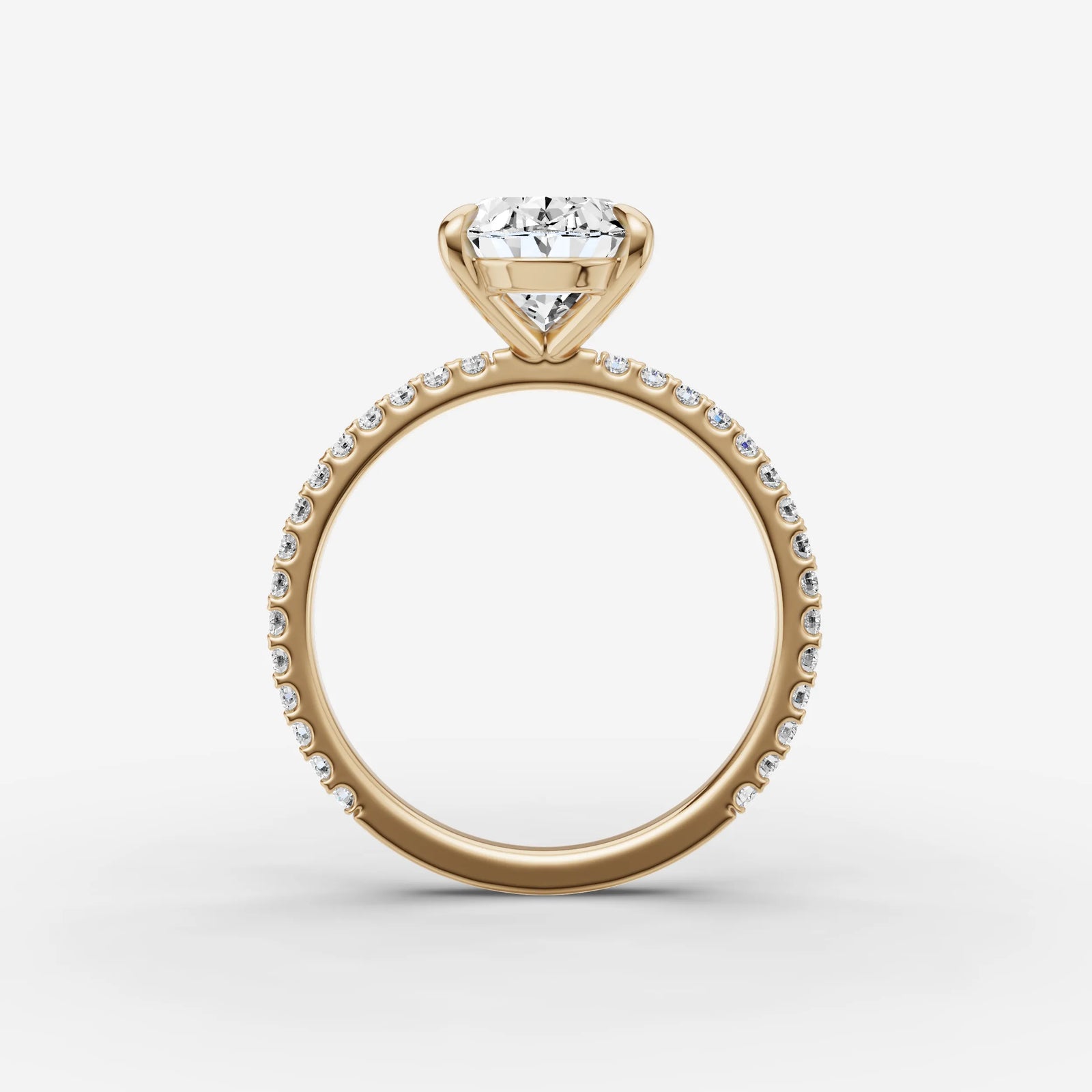 Etoile oval diamond setting in gold, profile angle