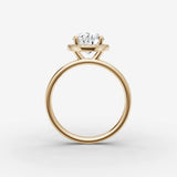 Aurore oval diamond setting in gold, profile angle