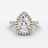Aurore Etoile pear diamond setting in gold, front view