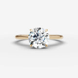 Cathedrale round diamond setting in gold, front view