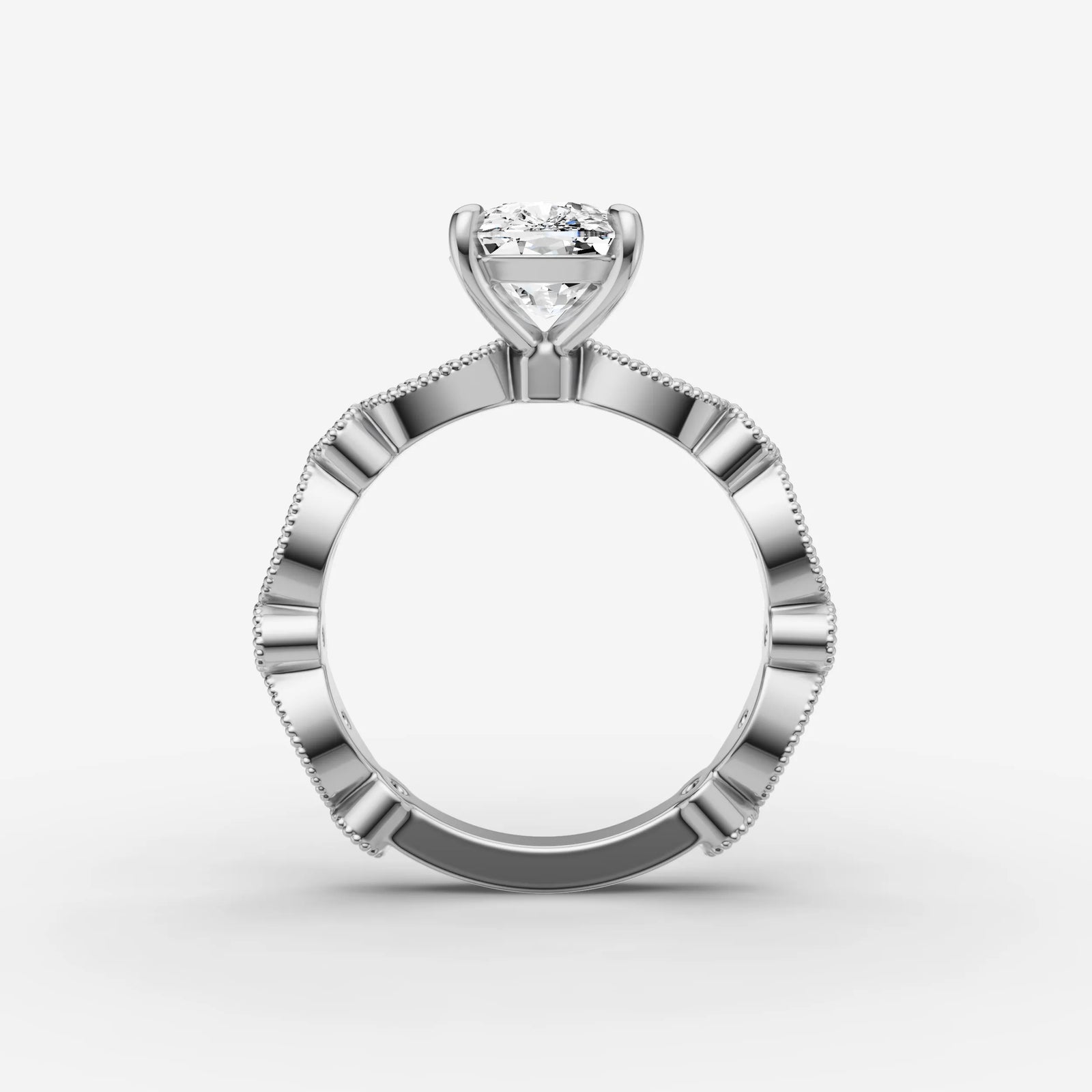 Heritage elongated cushion diamond setting in gold, view 14