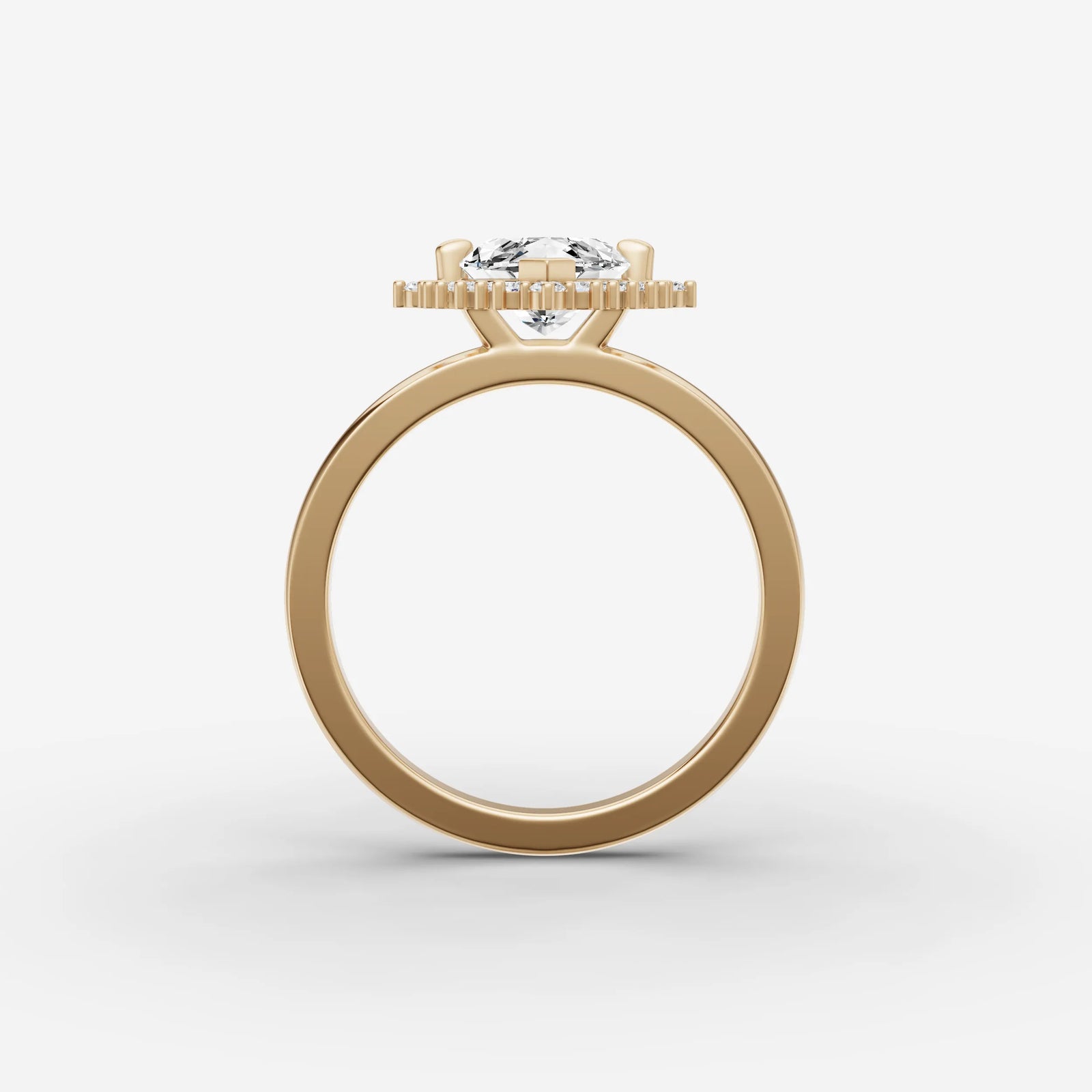 Aurore marquise diamond setting in gold, profile angle