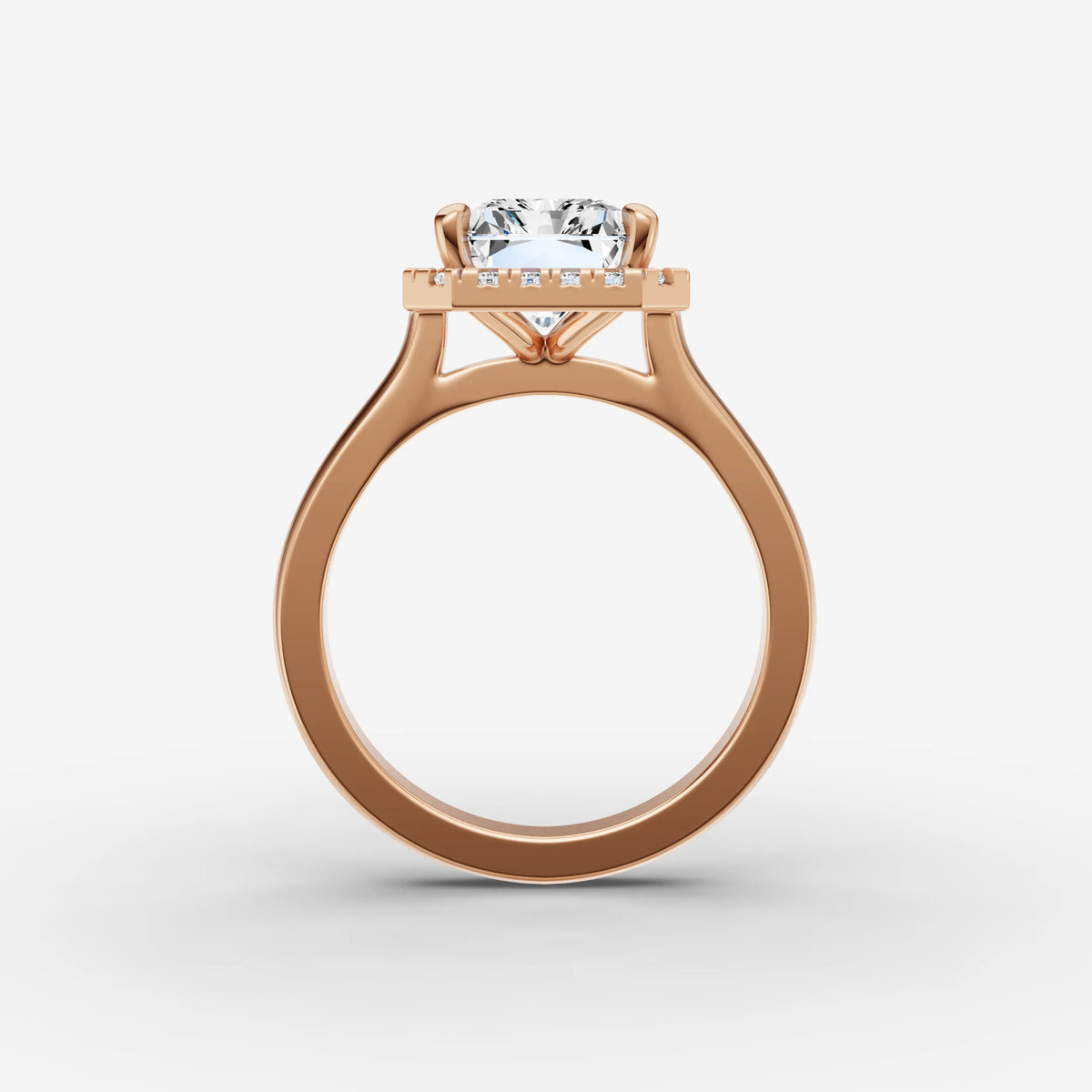 Aurore emerald diamond setting in gold, view 8