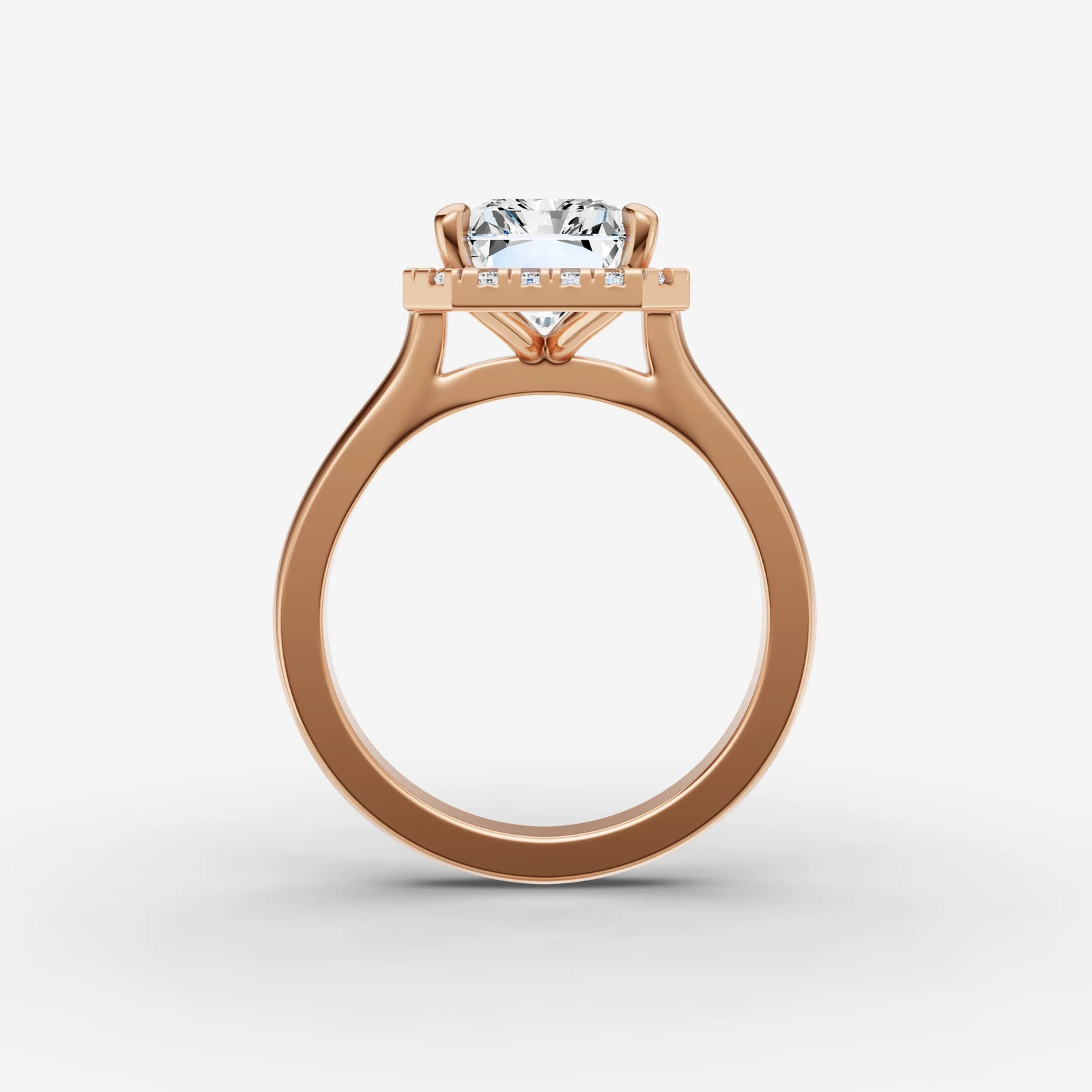Aurore emerald diamond setting in gold, view 8