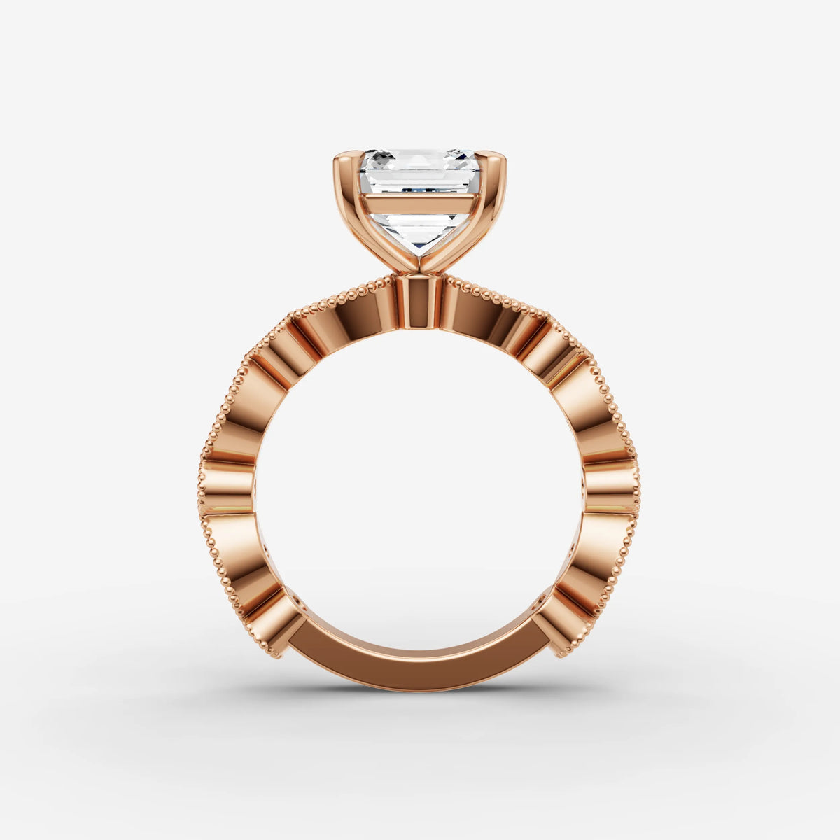 Heritage asscher diamond setting in gold, view 8