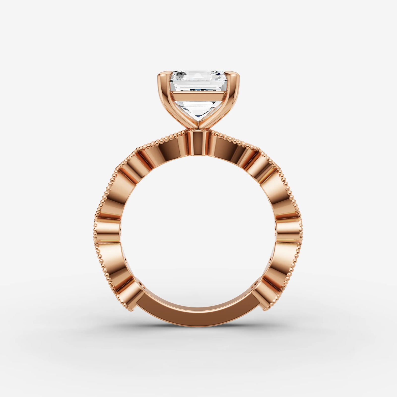Heritage asscher diamond setting in gold, view 8