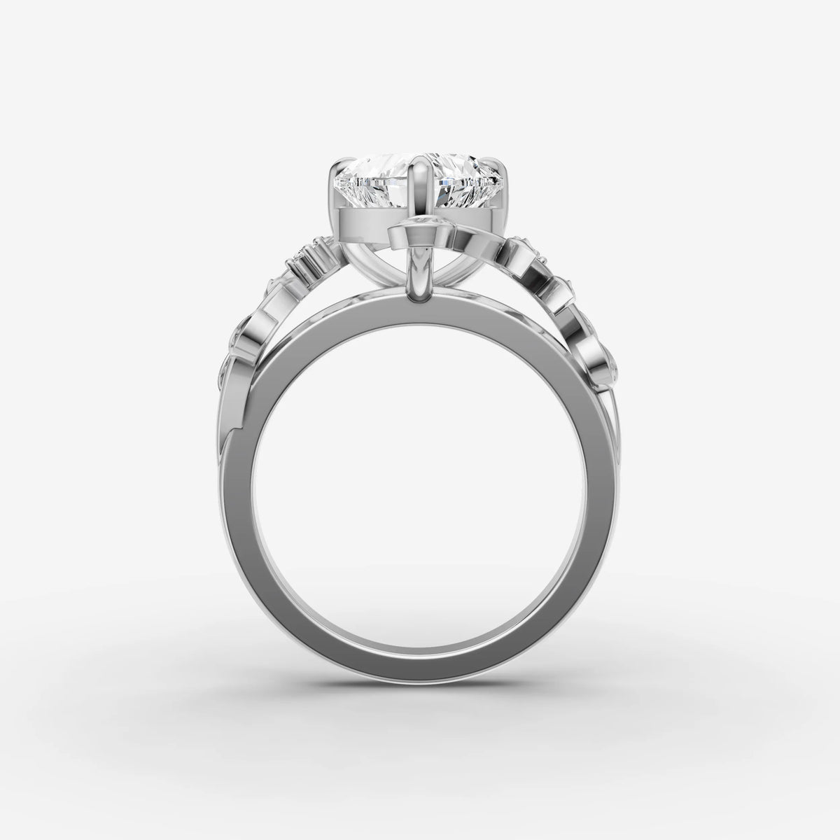 Fleur heart diamond setting in gold, view 14