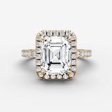 Aurore Etoile emerald diamond setting in gold, front view