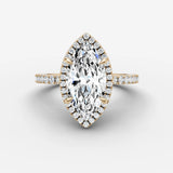 Aurore Etoile marquise diamond setting in gold, front view