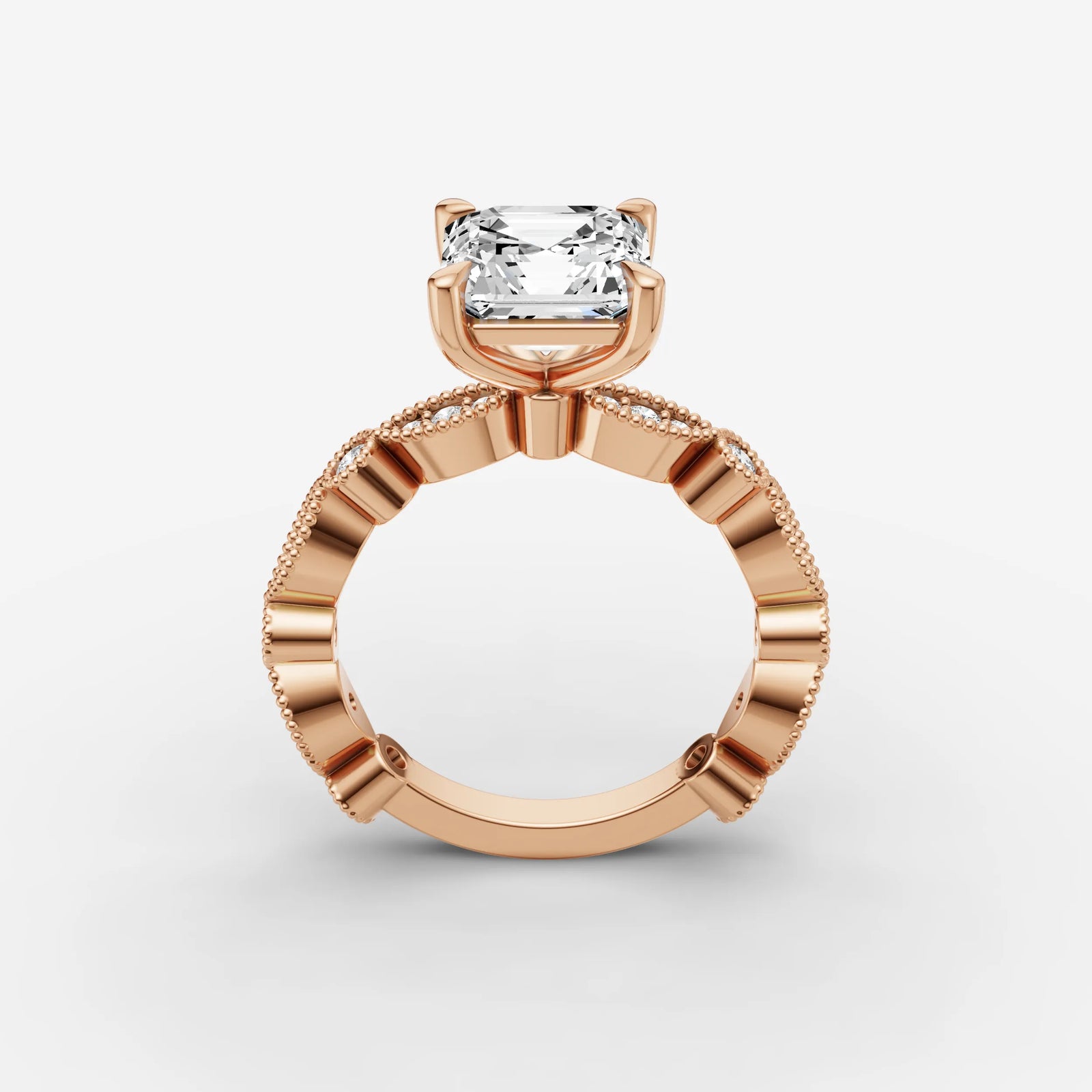 Heritage asscher diamond setting in gold, view 9