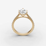 Cathedrale marquise diamond setting in gold, side view