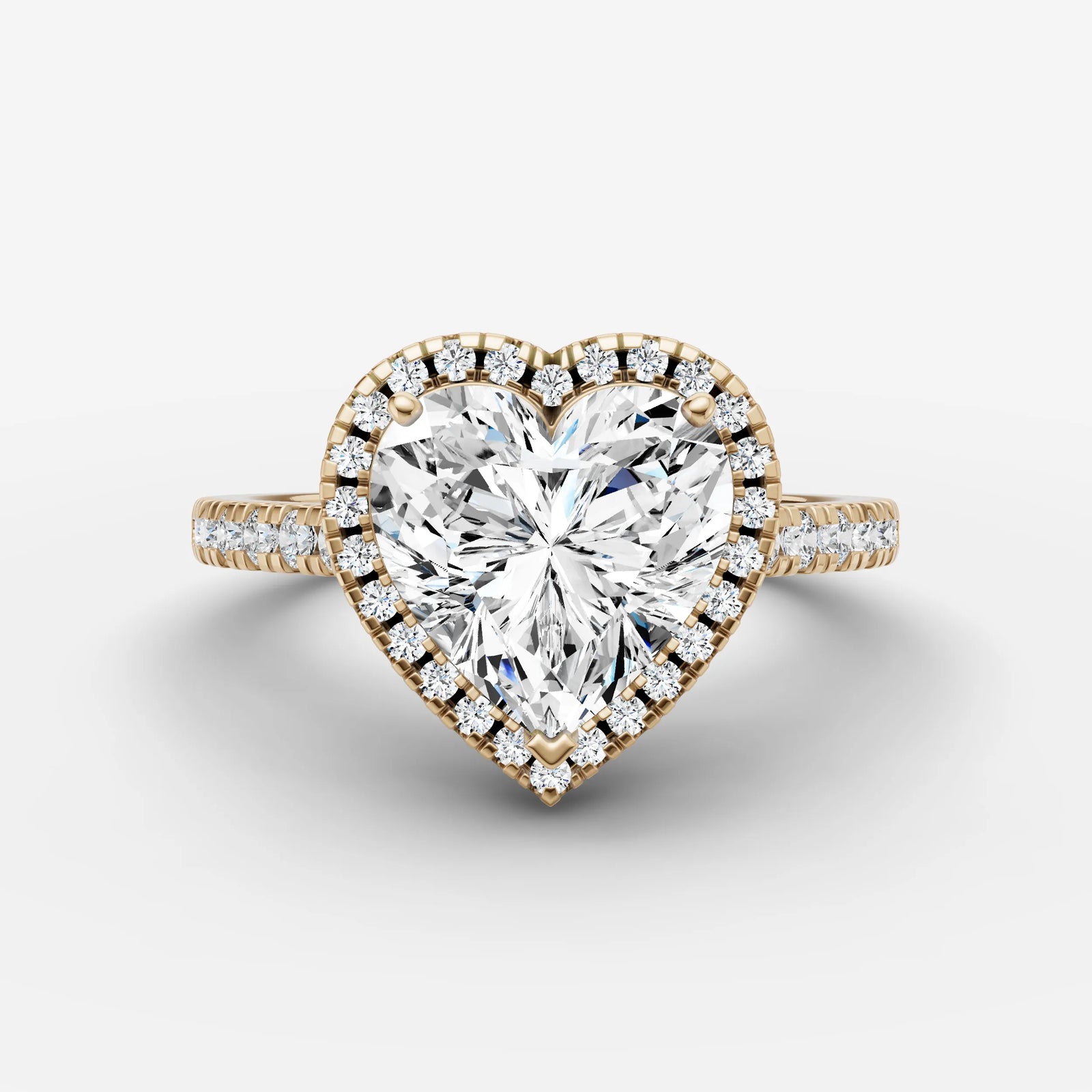 Cathedrale heart diamond setting in gold, front view