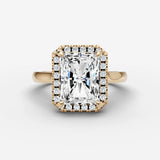 Aurore radiant diamond setting in gold, front view