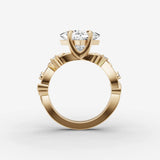 Fleur princess diamond setting in gold, profile angle