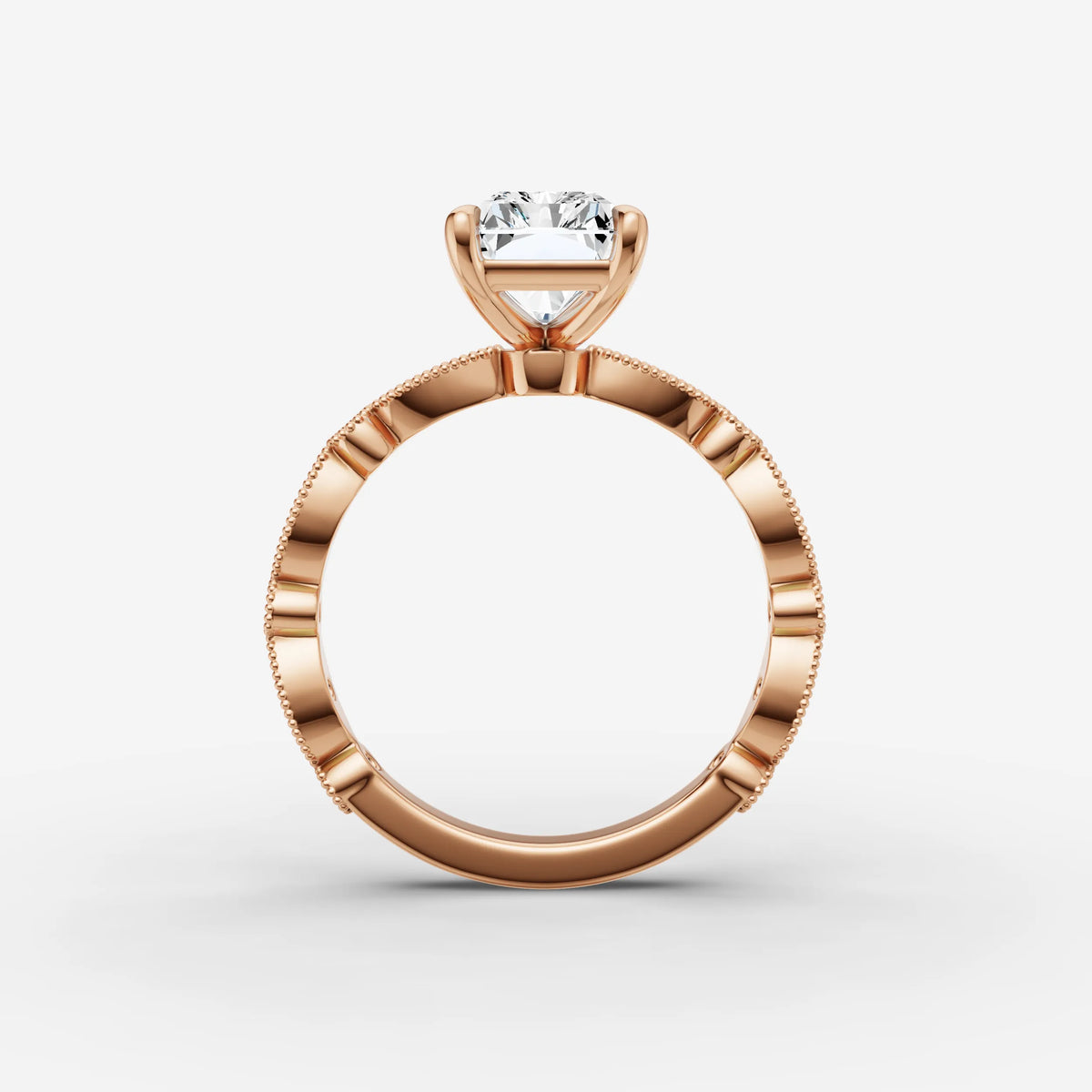 Heritage radiant diamond setting in gold, view 8
