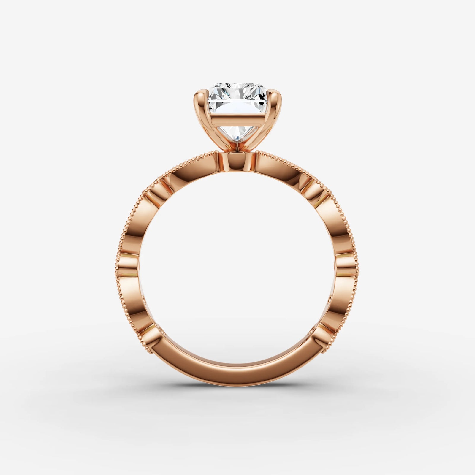 Heritage radiant diamond setting in gold, view 8