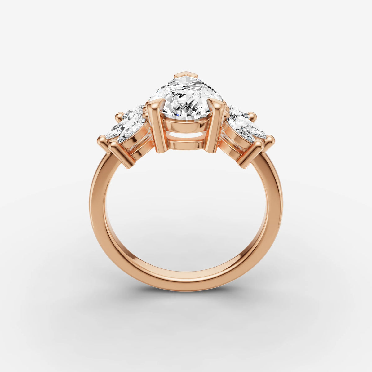 Fleur pear diamond setting in gold, view 9