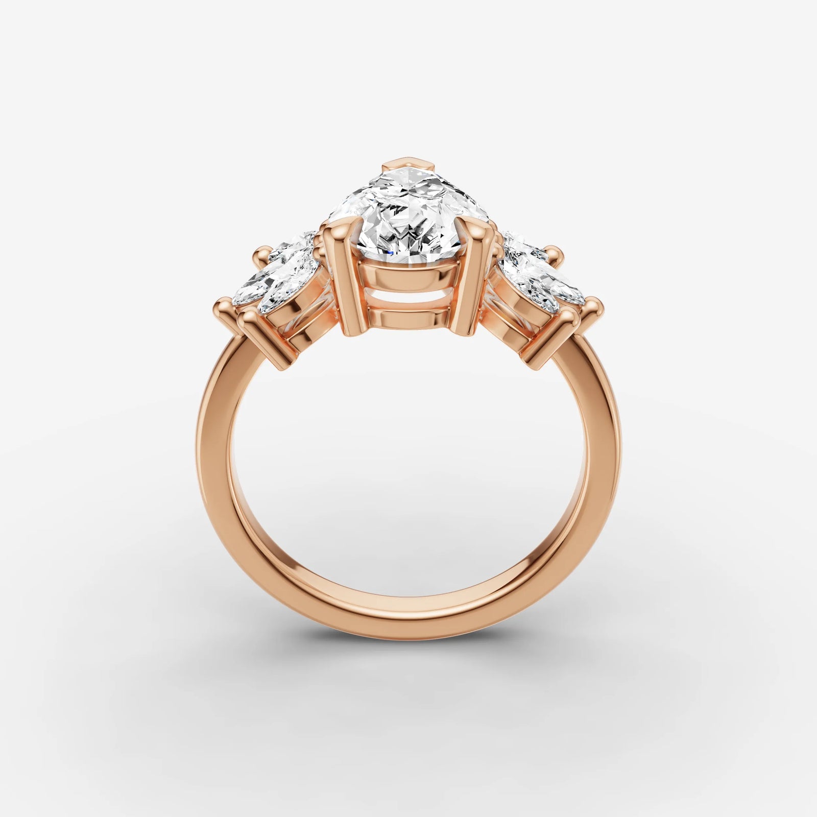 Fleur pear diamond setting in gold, view 9
